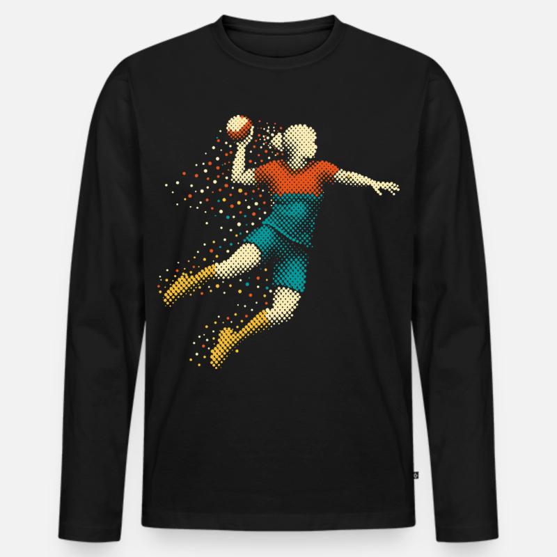 handball mädchen - Männer Premium Bio Langarmshirt - Schwarz