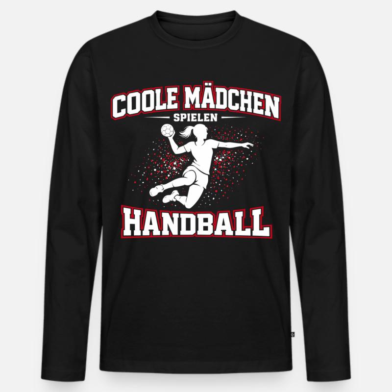 Handball Mädchen Spruch Geschenk - Männer Premium Bio Langarmshirt - Schwarz