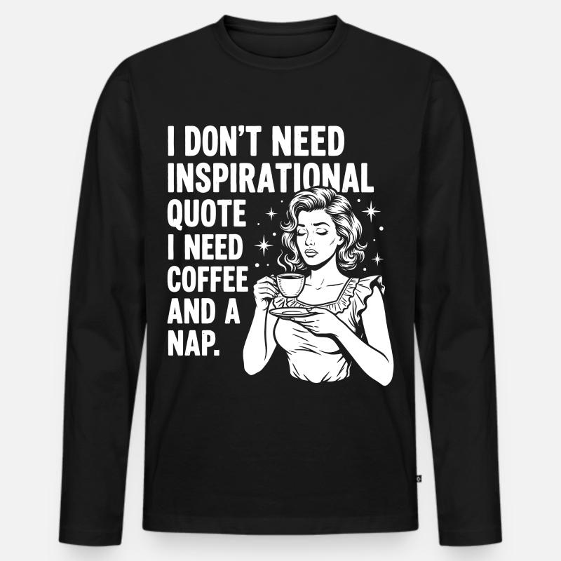 Echte Kaffeeliebe Nickerchen Statement - Männer Premium Bio Langarmshirt - Schwarz