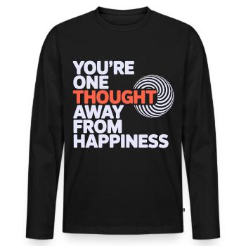 Hypnotiseur à une pensée de Happiness Pro - T-shirt manches longues Premium bio Homme - noir - Devant - Nico (187cm)