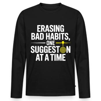 Hypnotist Erasing Bad Habits One Suggestion Pro  - Men's Premium Organic Long Sleeve Shirt - black - Front - Nico (187cm)