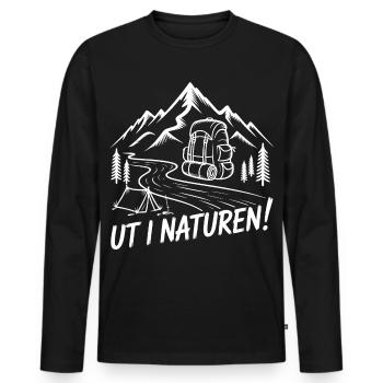 Randonnée en pleine nature avec un sac à dos - T-shirt manches longues Premium bio Homme - noir - Devant - Nico (187cm)