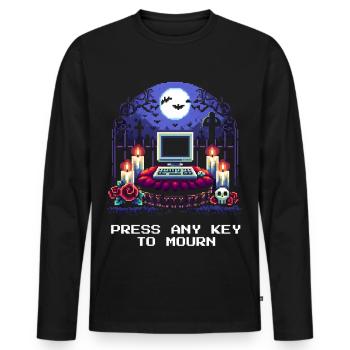 Any Key to Mourn | Undertaker humor - Men's Premium Organic Long Sleeve Shirt - black - Front - Nico (187cm)