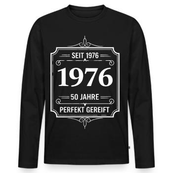 Millésime 1976 – 50 ans parfaitement maturé - T-shirt manches longues Premium bio Homme - noir - Devant - Nico (187cm)