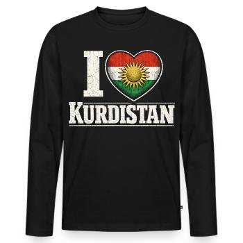 I Love Kurdistan Kurde Kurden - Männer Premium Bio Langarmshirt - Schwarz - Vorne - Nico (187cm)