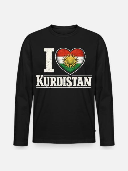 I Love Kurdistan Kurde Kurden - Männer Premium Bio Langarmshirt - Schwarz