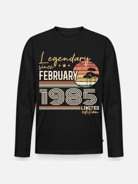 February 1985 Anniversary 1985 Legends February - Men's Premium Organic Long Sleeve Shirt - black