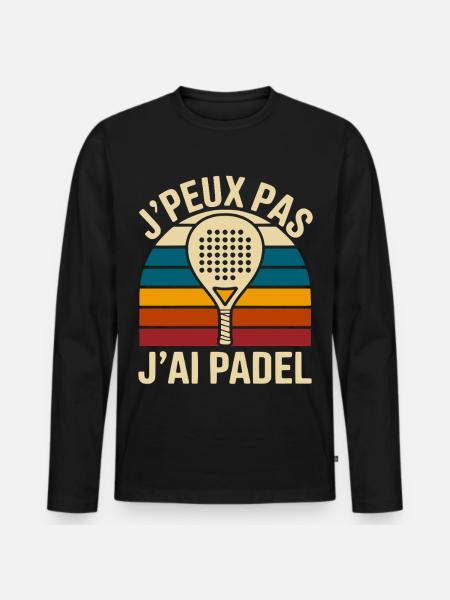 I can't I have padel – retro rainbow vibe - Men's Premium Organic Long Sleeve Shirt - black