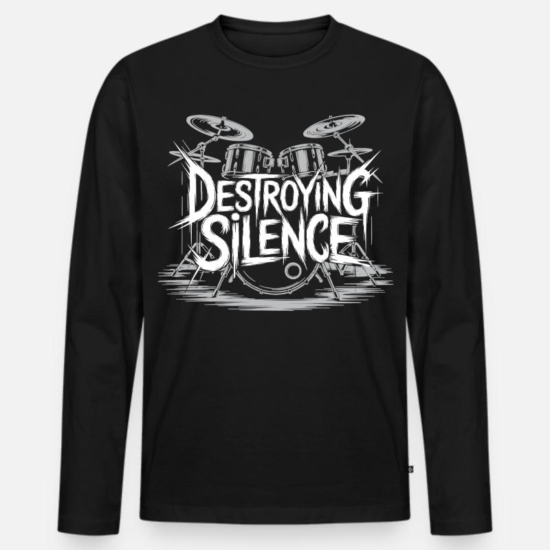 Schlagzeuger Drumset Design - Männer Premium Bio Langarmshirt - Schwarz