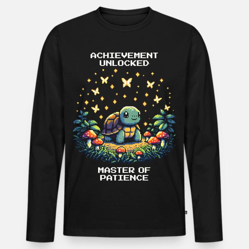 Geduld freigeschaltet | Schildkröte - Männer Premium Bio Langarmshirt - Schwarz
