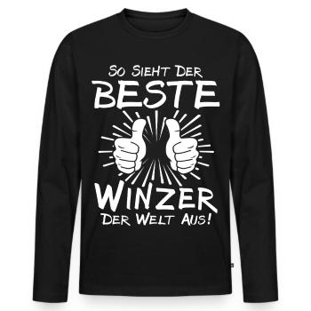 Meilleur Vigneron - T-shirt manches longues Premium bio Homme - noir - Devant - Nico (187cm)