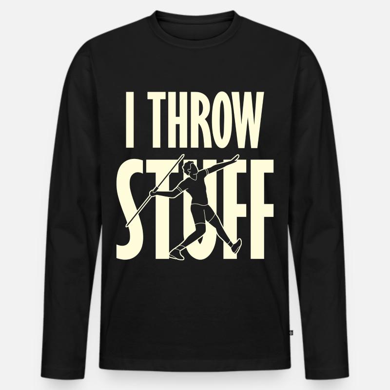 I Throw Stick Sport Tee - Männer Premium Bio Langarmshirt - Schwarz