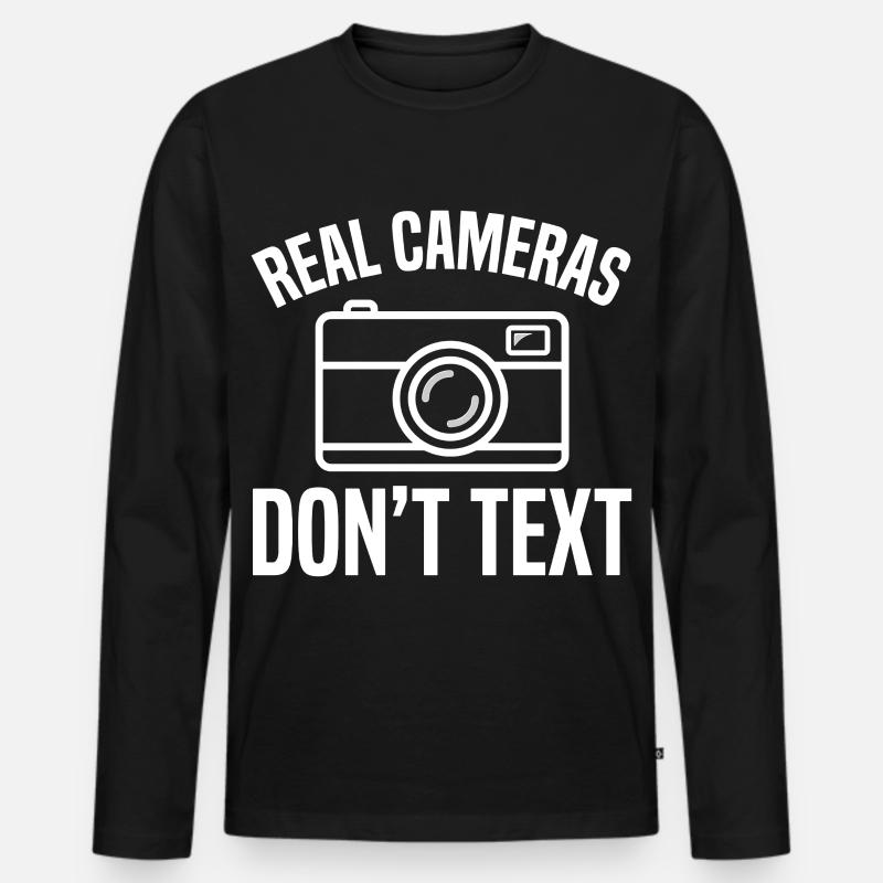 Real Cameras Don’t Text Design - Männer Premium Bio Langarmshirt - Schwarz