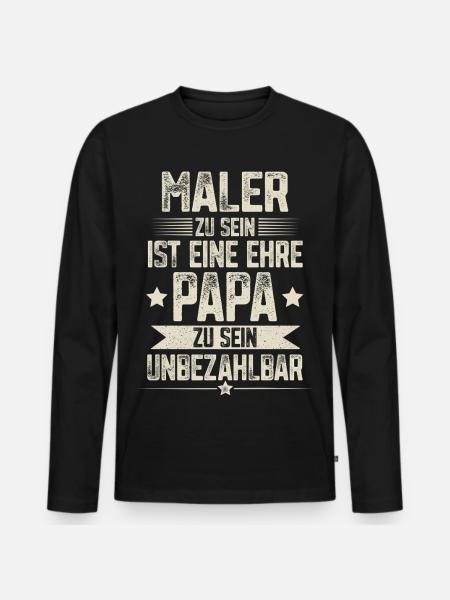 Maler Papa - Männer Premium Bio Langarmshirt - Schwarz