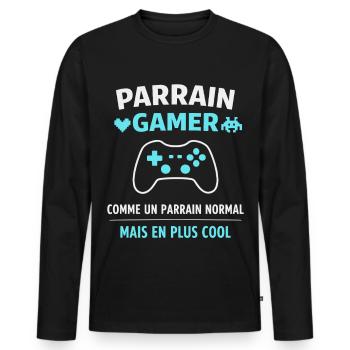 Gamer Godfather Wie ein coolerer Normaler Pate - Männer Premium Bio Langarmshirt - Schwarz - Vorne - Nico (187cm)