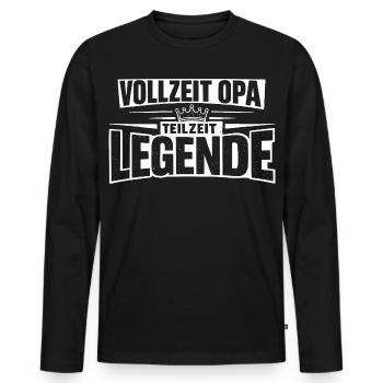 Full-time grandpa, part-time legend - Men's Premium Organic Long Sleeve Shirt - black - Front - Nico (187cm)