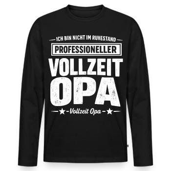 Full-time grandpa – Never retired - Men's Premium Organic Long Sleeve Shirt - black - Front - Nico (187cm)