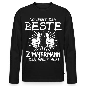 Meilleur charpentier - T-shirt manches longues Premium bio Homme - noir - Devant - Nico (187cm)
