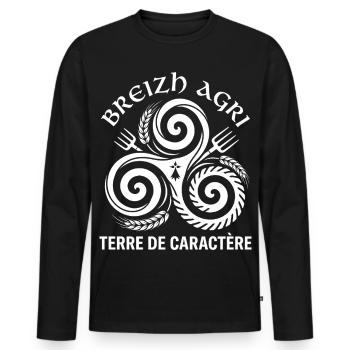 Bretagne, bretonische Bauernlandwirtschaft - Männer Premium Bio Langarmshirt - Schwarz - Vorne - Nico (187cm)