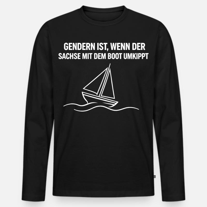 Gendern Sachse Boot - Männer Premium Bio Langarmshirt - Schwarz