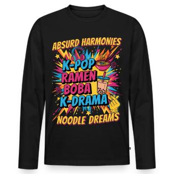 Harmonies absurdes K-Pop Ramen Boba K Drama Noodle - T-shirt manches longues Premium bio Homme - noir - Devant - Nico (187cm)