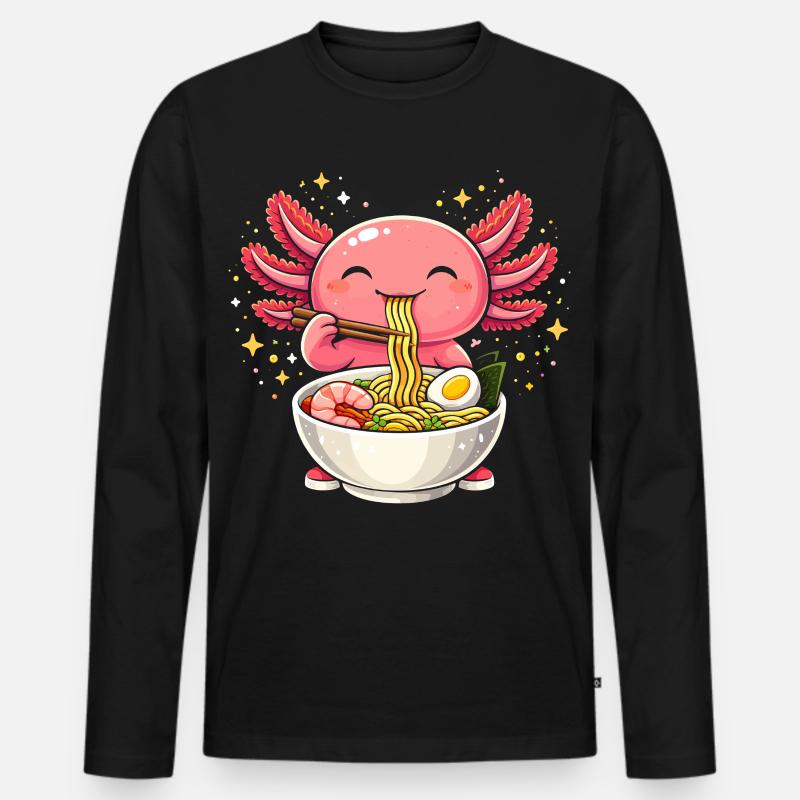Ramenengelchen mit Nudeln - Männer Premium Bio Langarmshirt - Schwarz
