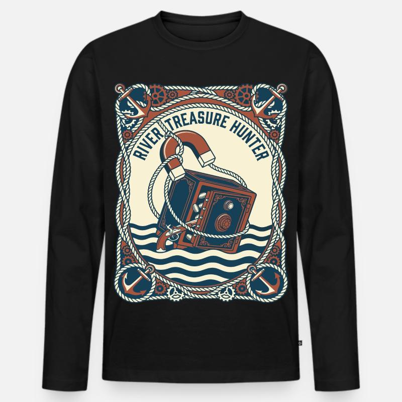  Magnetfischen Fluss Schatzsucher - Männer Premium Bio Langarmshirt - Schwarz