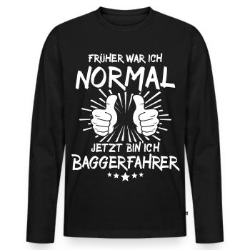 Opérateur d’excavatrice - T-shirt manches longues Premium bio Homme - noir - Devant - Nico (187cm)