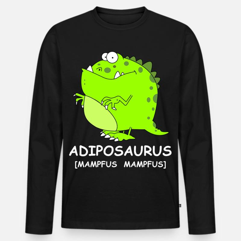 Adiposaursus Dino-Comic - Männer Premium Bio Langarmshirt - Schwarz