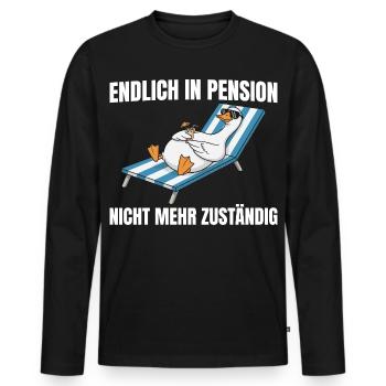 Pensionär Gans - Nicht mehr zuständig Pension - Männer Premium Bio Langarmshirt - Schwarz - Vorne - Nico (187cm)