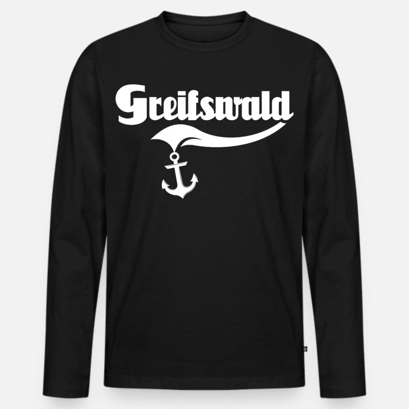 Greifswald Sprüche - Männer Premium Bio Langarmshirt - Schwarz