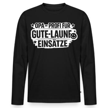 OPA Professional for good-mood missions - Men's Premium Organic Long Sleeve Shirt - black - Front - Nico (187cm)