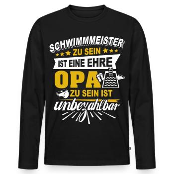 Bademeister Opa Schwimmmeister - Männer Premium Bio Langarmshirt - Schwarz - Vorne - Nico (187cm)