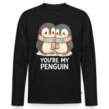 Penguins in love in the snow – You're My Penguin - Men's Premium Organic Long Sleeve Shirt - black - Front - Nico (187cm)