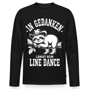Sloth Line Dance Thoughts - Men's Premium Organic Long Sleeve Shirt - black - Front - Nico (187cm)