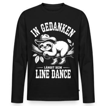 Sloth Line Dance Thoughts - Men's Premium Organic Long Sleeve Shirt - black - Front - Nico (187cm)