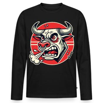 Wütender Bulle Retro-Logo - Männer Premium Bio Langarmshirt - Schwarz - Vorne - Nico (187cm)