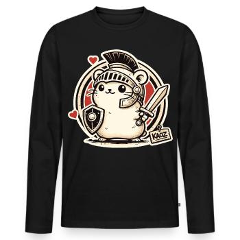 Gladiator Krieger Hamster mit Schild und Schwert - Männer Premium Bio Langarmshirt - Schwarz - Vorne - Nico (187cm)