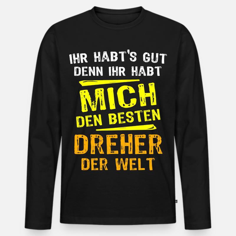 Dreher Geschenk - Männer Premium Bio Langarmshirt - Schwarz