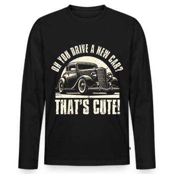 Collectionneur de voitures classiques - T-shirt manches longues Premium bio Homme - noir - Devant - Nico (187cm)
