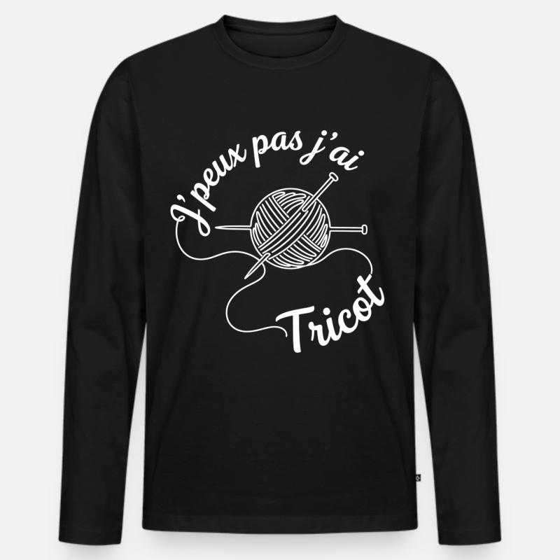 Wenn nicht, stricke ich - Männer Premium Bio Langarmshirt - Schwarz