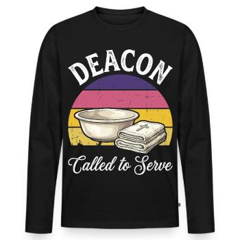Diacre religieux de l’Église appelé à servir - T-shirt manches longues Premium bio Homme - noir - Devant - Nico (187cm)