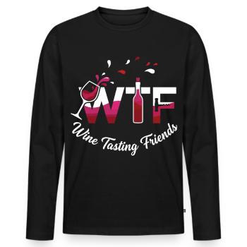 Wine Tasting Friends Graphic - Men's Premium Organic Long Sleeve Shirt - black - Front - Nico (187cm)
