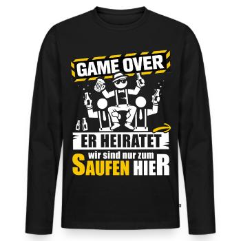 Enterrement de vie de garçon T-shirt Hommes Enterrement de vie de jeune fille - T-shirt manches longues Premium bio Homme - noir - Devant - Nico (187cm)