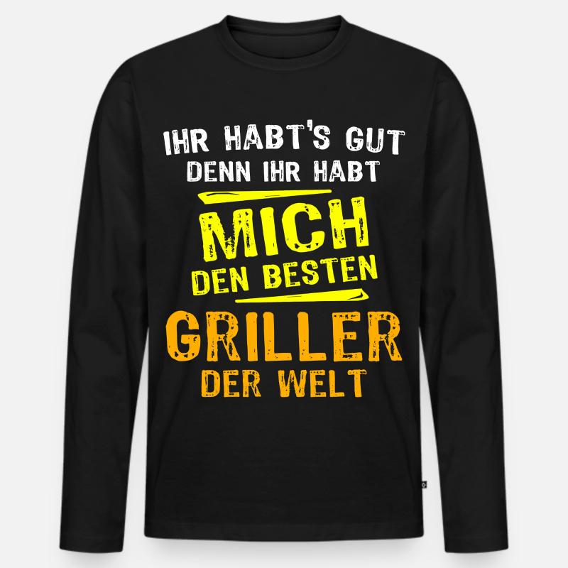 Griller Geschenk - Männer Premium Bio Langarmshirt - Schwarz