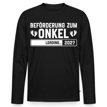 Beförderung zum Onkel 2027 loading - Männer Premium Bio Langarmshirt - Schwarz - Vorne - Nico (187cm)