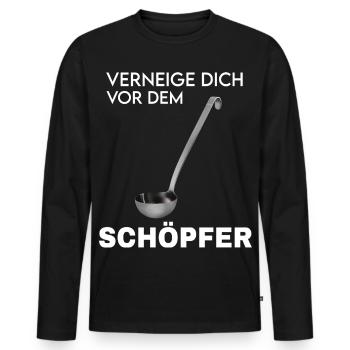 Der Schöpfer - Schöpfkelle Motiv - Männer Premium Bio Langarmshirt - Schwarz - Vorne - Nico (187cm)