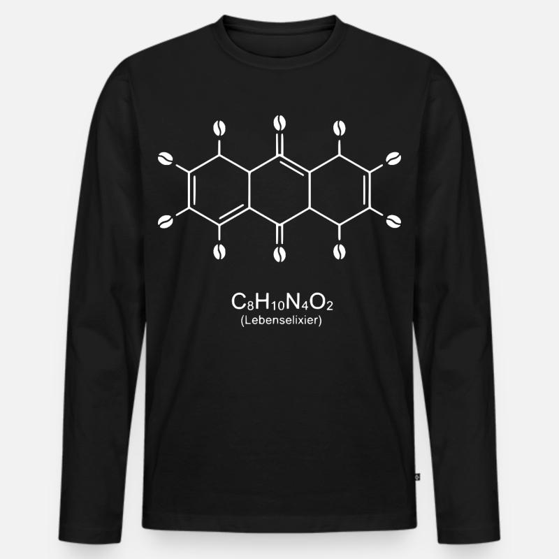 Koffein Molekül Kunstdruck - Männer Premium Bio Langarmshirt - Schwarz