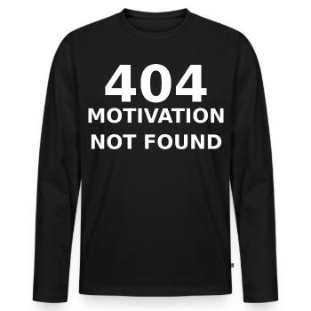 404 Motivation Not Found – IT & Developer Saying - Men's Premium Organic Long Sleeve Shirt - black - Front - Nico (187cm)