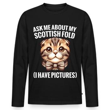 Scottish Fold Besitzer Katzenliebhaber Katzenfutter - Männer Premium Bio Langarmshirt - Schwarz - Vorne - Nico (187cm)